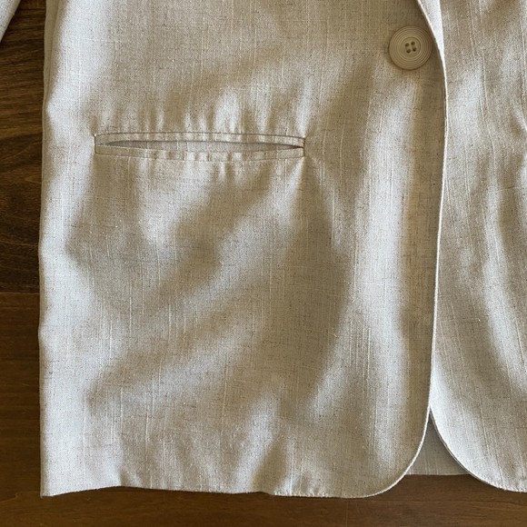 Vintage Sag Harbor Cream Linen-Blend Blazer Women’s 4P - Picture 8 of 12